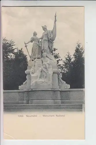 CH 2000 NEUCHATEL / NEUENBURG, Monument national, frühe Karte-ungeteilte Rückseite, kl.Knick