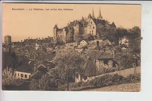 CH 2000 NEUCHATEL / NEUENBURG, Le Chateau, vue pris des Sablons, kl. Klebereste rückseitig