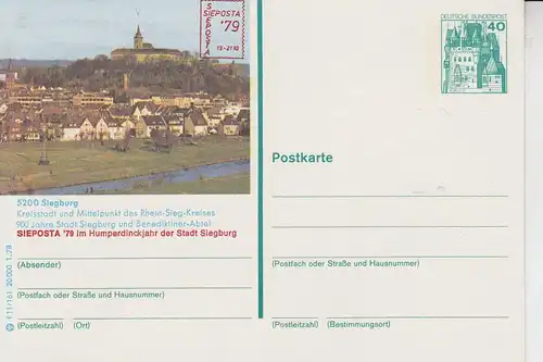 5200 SIEGBURG, Postgeschichte Sonderganzsache Sieposta 79