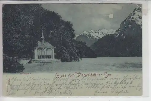 CH 6452 SISIKON UR, Tellskapelle 1898, Mondscheinkarte,  Briefmarke fehlt teilweise