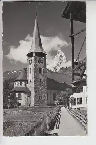 CH 3920 ZERMATT VS, Dorfkirche und Matterhorn