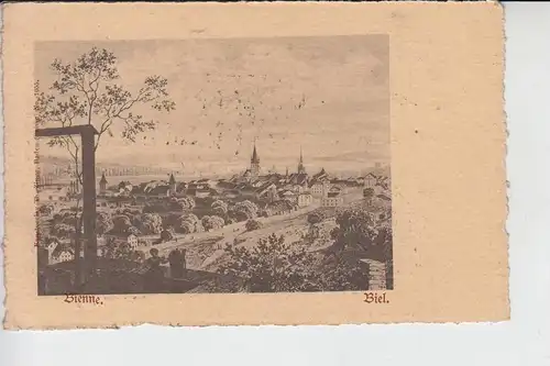 CH 2500 BIEL, BE Künstlerkarte  Ortsansicht 1905, Büttenpapier, Bahnpost - TPO - Ambulant  148, Nr.18
