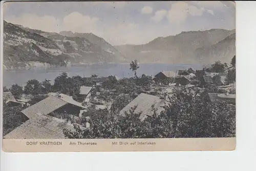 CH 3704 KRATTIGEN Dorf, Am Thunersee, Blick auf Interlaken 1917, handcoloriert