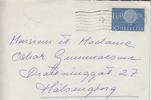 SCHWEIZ - ZUMSTEIN 373 / MICHEL 720 Einzelfrankatur, 8.10.1960 nach Schweden