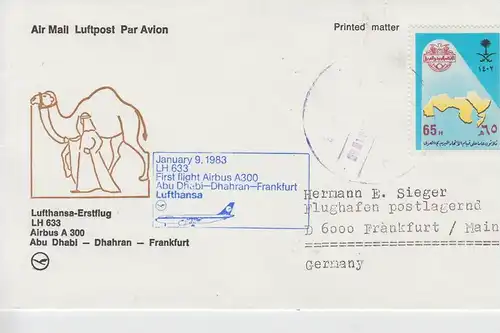 ABU DHABI 1983 Erstflug ABU DHABI - DHAHRAN - FRANKFURT