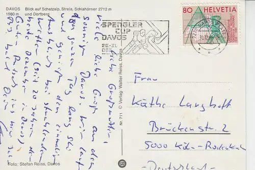 SPORT - EISHOCKEY - Spengler - Cup - Davos 1988, Werbestempel
