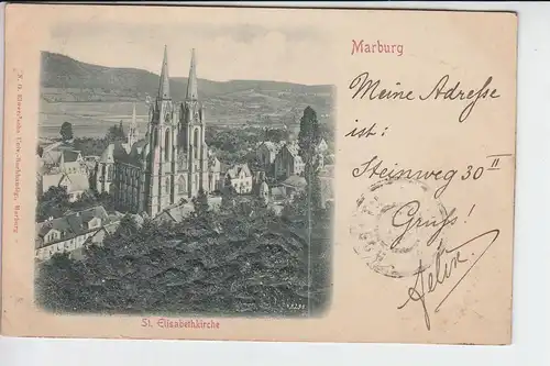 3550 MARBURG - Reliefkarte Universität, ungeteilte Rückseite, 1900