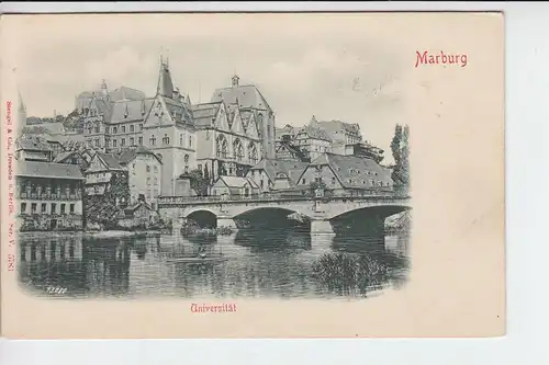 3550 MARBURG - Reliefkarte Universität, ungeteilte Rückseite, ca.1905