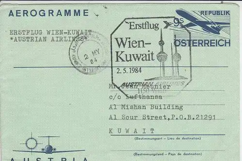 KUWAIT / KOWEIT - FIRST FLIGHT VIENNA - KUWAIT 2.May,1984 - AUSTRIAN AIRLINES