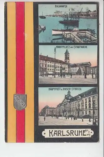 7500 KARLSRUHE, Mehrbildkarte 1907