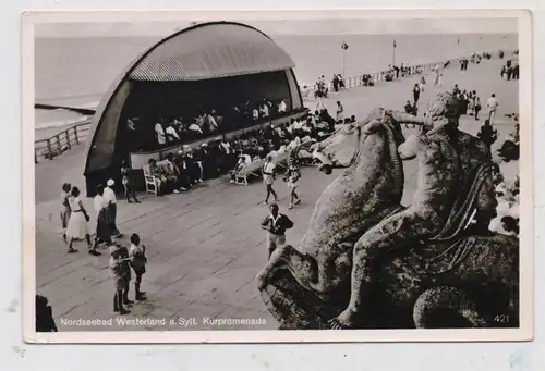 2280 SYLT - WESTERLAND, Kurpromenade, belebte Szene, belgische Militärpost 1956