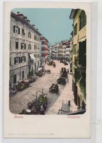 I 39100 BOZEN, Obstplatz, Photochromiekarte, kl. Eckkncik