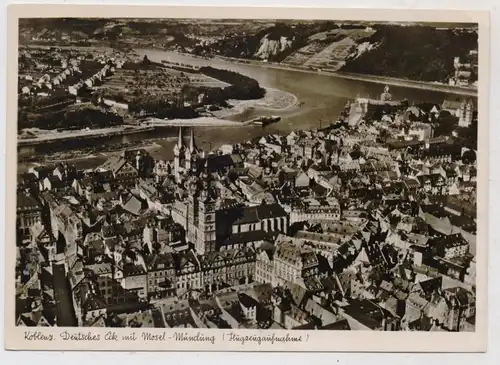 5400 KOBLENZ, Altstadt, Deutsches Eck und Umgebung, Luftaufnahme, 1942