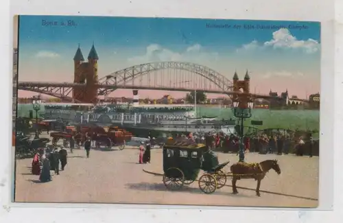 5300 BONN, Anleger der Köln - Düsseldorfer, Rheindampfer, belebte Szene, Kutsche, 1922