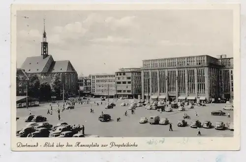 4600 DORTMUND, Hansaplatz, Probsteikirche, Oldtimer, 1955