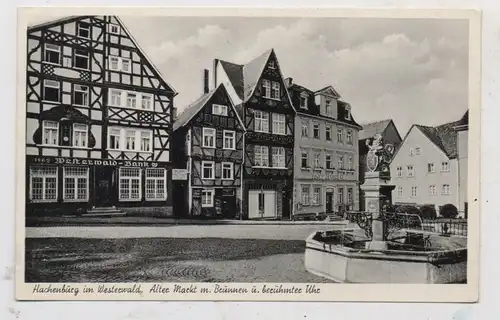 5238 HACHENBURG, Alter Markt, Brunnen, Westerwald Bank, Amts-Apotheke, 1953