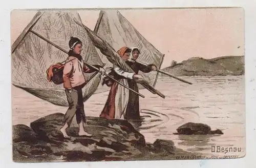FISCHEREI - Rückkehr vom Fischfang, Künstler-Karte