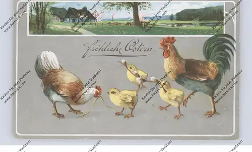 OSTERN - Hühnerfamilie, Präge-Karte