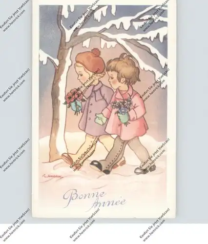 KINDER - Zwei Mädchen im Schnee, Illustrateur Gougeon
