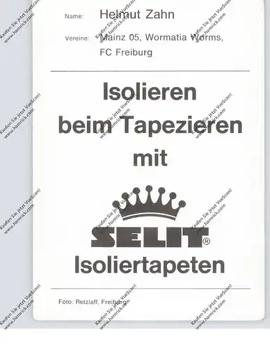 FUSSBALL - FREIBURGER FC, HELMUT ZAHN, Autogramm
