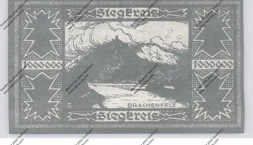 5200 SIEGBURG, Notgeld 1923, 1 Million Mark, Kreisverwaltung, gute Erhaltung