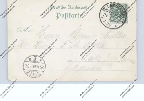 OBER-SCHLESIEN - LAMSDORF / LABINOWICE (Neisse), Lithographie 1899, Schiessplatz, Plener's Gasthof, Reiterbaracke...