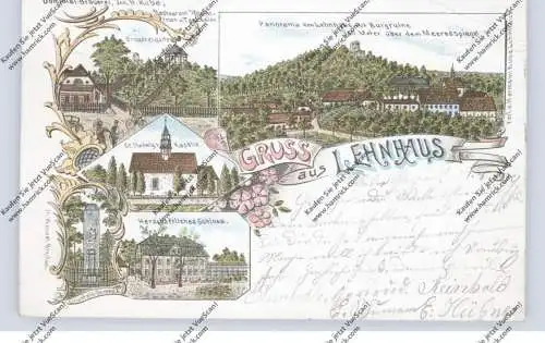 NIEDER - SCHLESIEN - LÄHN - LEHNHAUS / WLEN, Lithographie, Dominial - Brauerei, Schloss, Kapelle, Eckknick