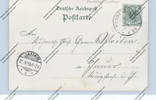 OBER-SCHLESIEN - HENNERSDORF/FRIEDEWALDE / SKOROSZYCE, Lithographie 1899, 3 Gasthäuser, 2 Kirchen