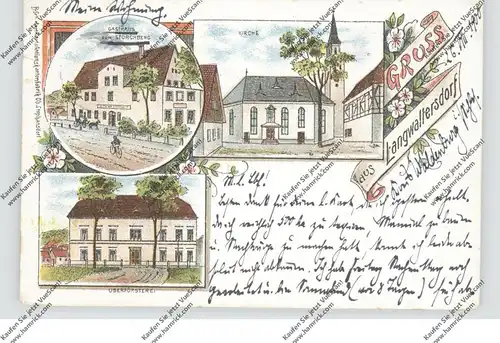 NIEDER-SCHLESIEN - LANGWALTERSDORF / UNISLAW SLASKI, Lithographie, Gasthaus Storchberg, Oberförsterei, Kirche