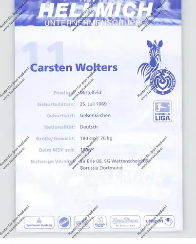 FUSSBALL - MSV DUISBURG - CARSTEN WOLTERS, Autogramm