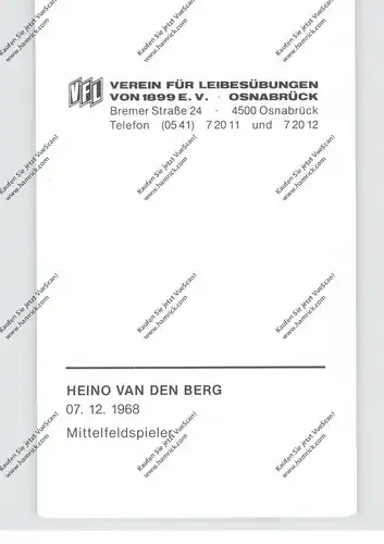 FUSSBALL - VfL OSNABRÜCK, HEINO VAN DEN BERG, Autogramm