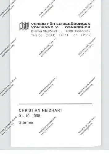 FUSSBALL - VfL OSNABRÜCK, CHRISTIAN NEIDHART, Autogramm