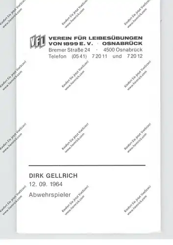 FUSSBALL - VfL OSNABRÜCK, DIRK GELLRICH, Autogramm