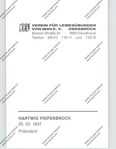 FUSSBALL - VfL OSNABRÜCK, HARTWIG PIEPENBROCK, Autogramm