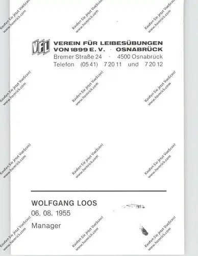 FUSSBALL - VfL OSNABRÜCK, WOLFGANG LOOS, Autogramm
