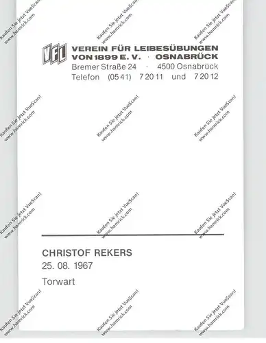 FUSSBALL - VfL OSNABRÜCK, CHRISTOF REKERS, Autogramm