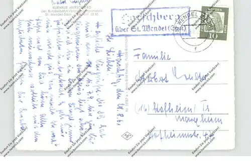 6690 SANKT WENDEL, Kurhaus Harschberg, Landpoststempel, 1961