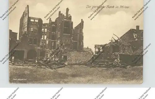 LATVIJA / LETTLAND - JELGAVA / MITAU, Die zerstörte Bank, 1918, deutsche Feldpost