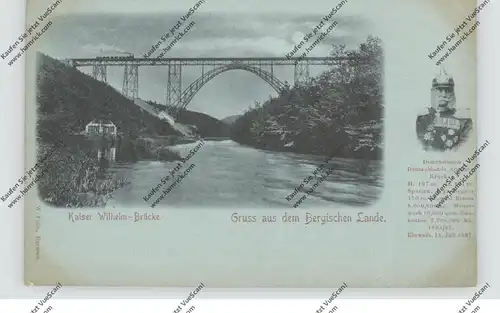 5650 SOLINGEN - MÜNGSTEN, Kaiser-Wilhelm-Brücke, Kaiser Wilhelm I, Mondscheinkarte, ca. 1900