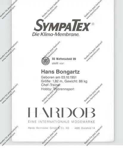 FUSSBALL - SG WATTENSCHEID 09 - HANS BONGARTZ, Autogramm