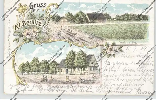 OBER-SCHLESIEN - KLEIN ZEDLITZ / ZEDLITZ KOL., (Oppeln), Lithographie, Gasthaus, Waldpartie, kl. Druckstellen