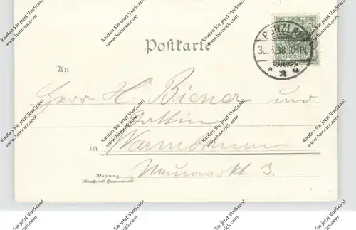 NIEDER-SCHLESIEN - GNADENBERG / GODNOW, Lithographie 1898, Treutler's Conditorei, Weberei, Pensionat...