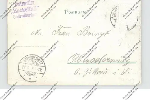 NIEDER - SCHLESIEN - SCHREIBERHAU / SZKLARSKA POREBA, Lithographie 1899 Zackelfall & Restaurant