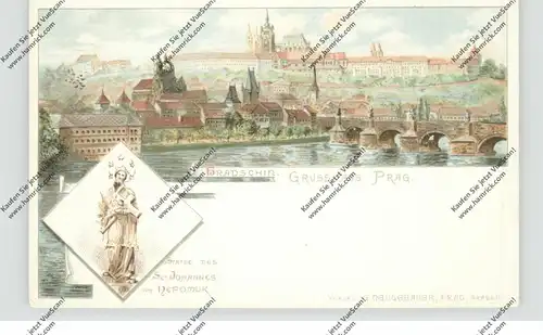 CZ 110 00 PRAHA / PRAG, Lithographie, Hradschin, Nepomuk, ca. 1900