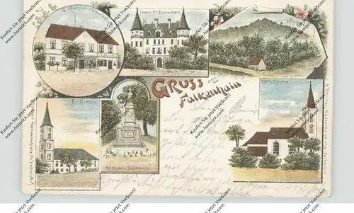 NIEDER-SCHLESIEN - FALKENHAIN (Neumarkt), Lithographie, Renner's Warenhandlung, Schloß, Kirchen, Kriegerdenkmal..