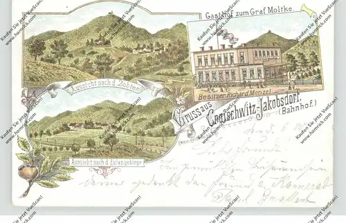 NIEDER - SCHLESIEN - SCHWEIDNITZ-KROISCHWITZ-JAKOBSDORF / SWIDNICA, Lithographie, Gasthof Graf Moltke, Zobten..