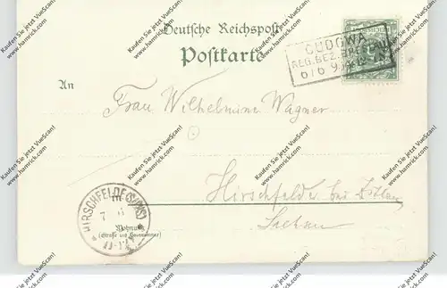 NIEDER - SCHLESIEN - BAD KUDOWA / KUDOWA ZDROJ, Lithographie 1895 !!!, 4 Ansichten, Kastenstempel, kl. Druckstellen