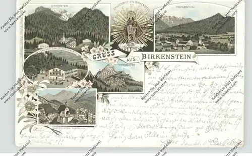 8165 FISCHBACHAU - BIRKENSTEIN, Lithographie 1897, Gasthof zum Schoberwirt, Wendelstein Kirchlein, Fischbachau...