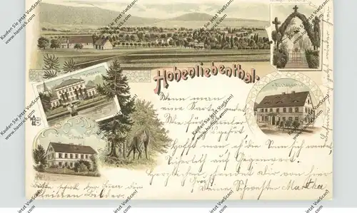 NIEDER-SCHLESIEN - HOHENLIEBENTHAL / LUBIECHOWA, Lithographie 1899, Schloß, Schule, Postagentur, Krieger-Denkmal