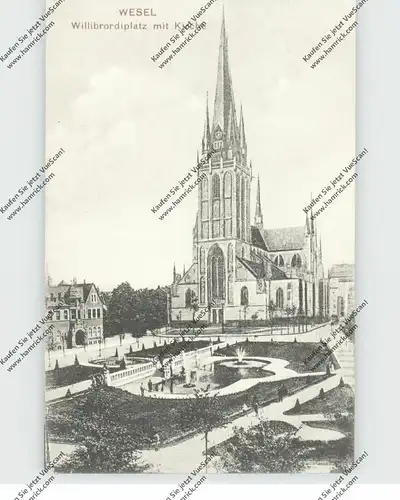 4230 WESEL, Willibrordiplatz mit Kirche, 1910